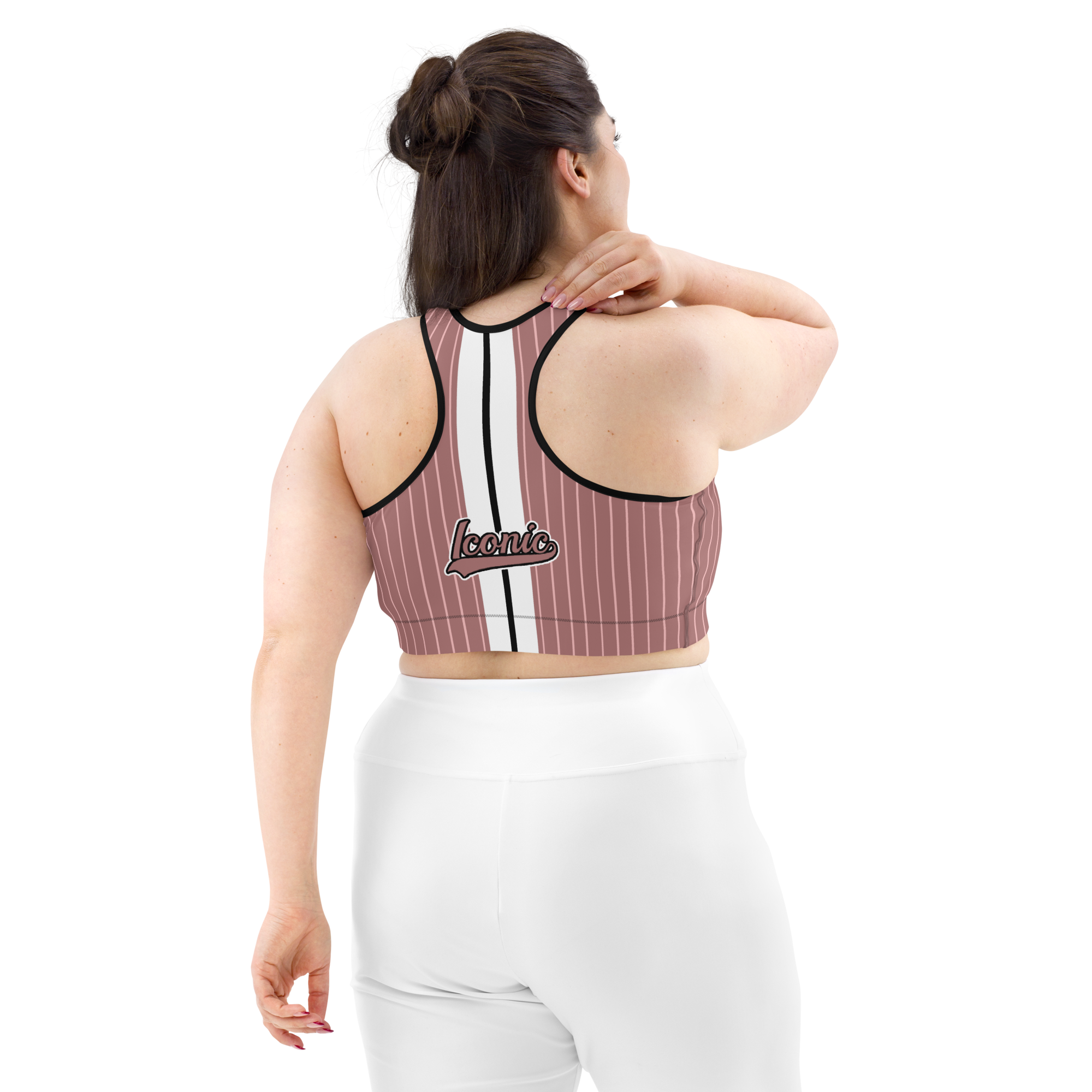 ROYAL Team Iconic. Athletix Sports Bra Pinstripe Rose Gold and Powder Pink