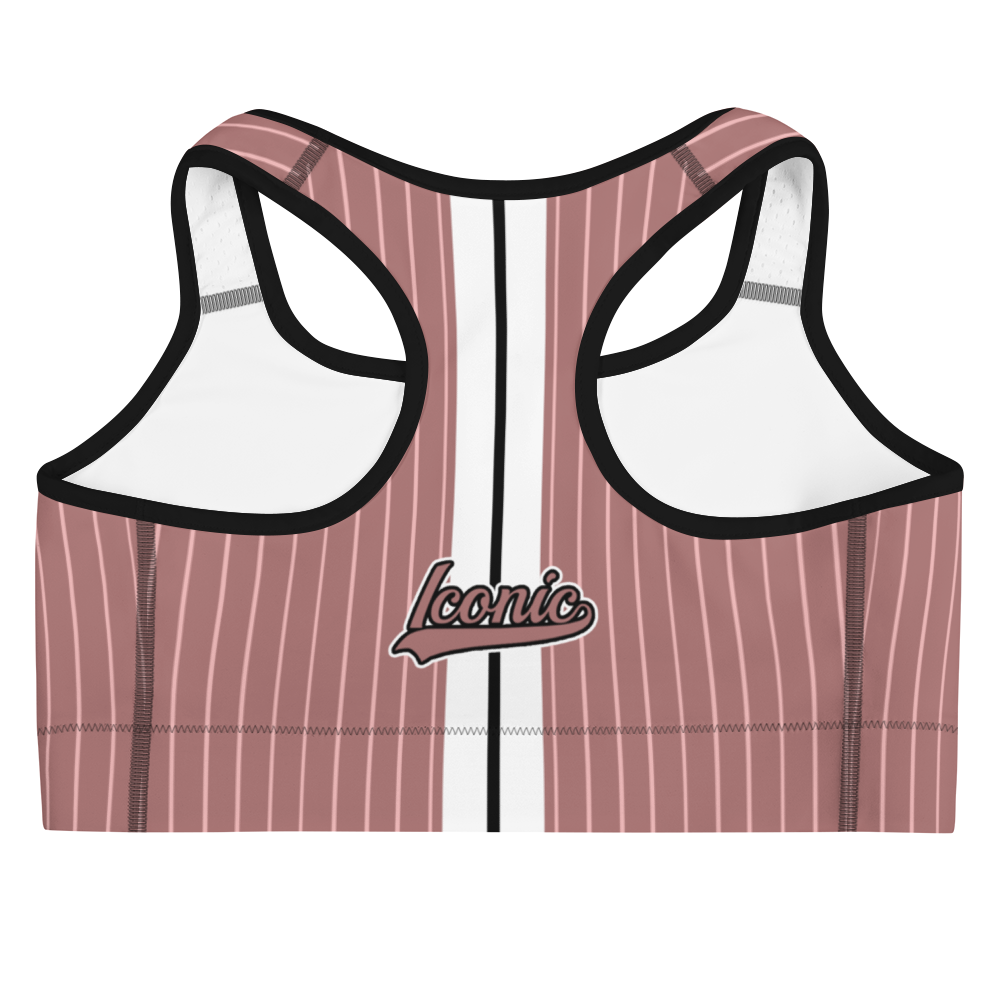 ROYAL Team Iconic. Athletix Sports Bra Pinstripe Rose Gold and Powder Pink