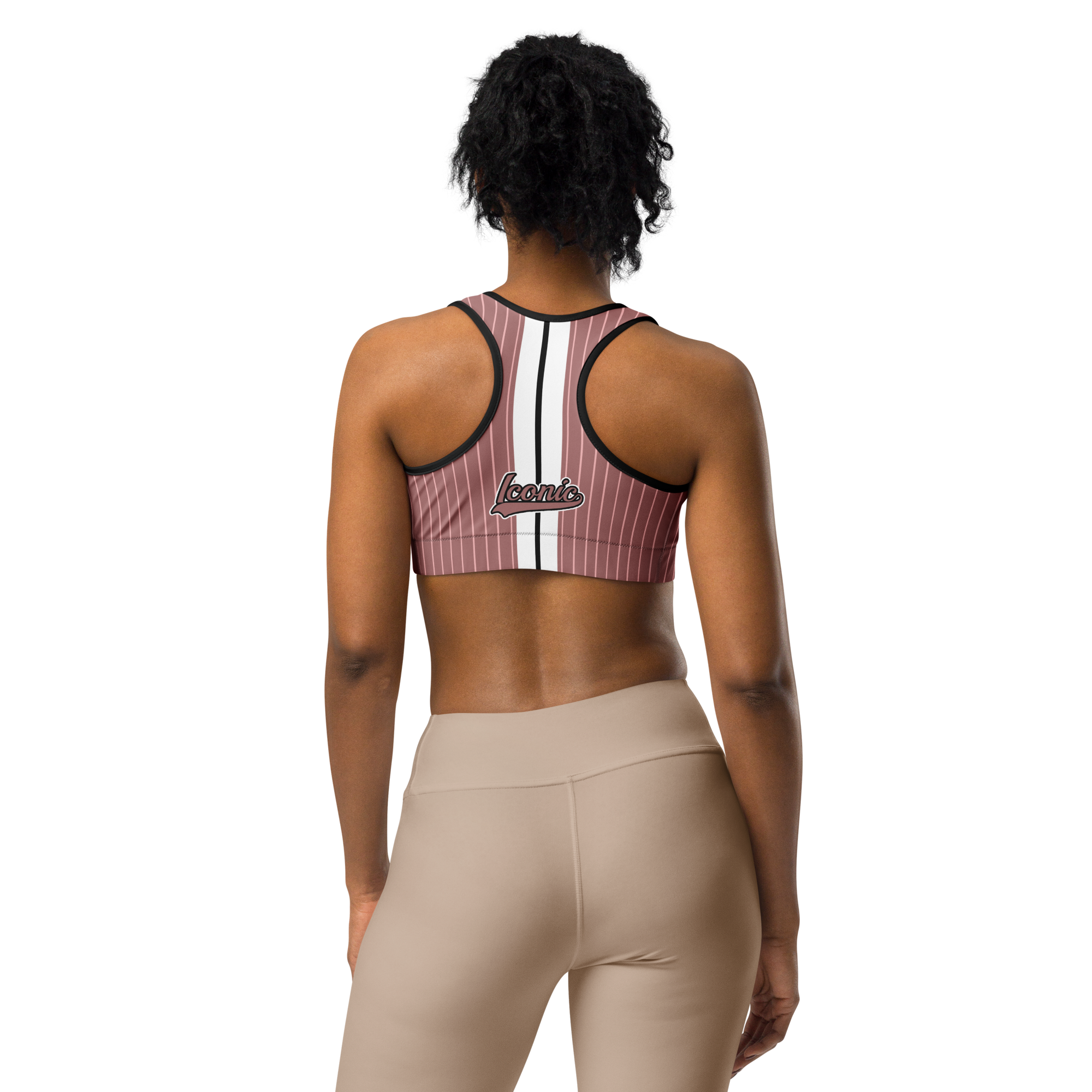 ROYAL Team Iconic. Athletix Sports Bra Pinstripe Rose Gold and Powder Pink