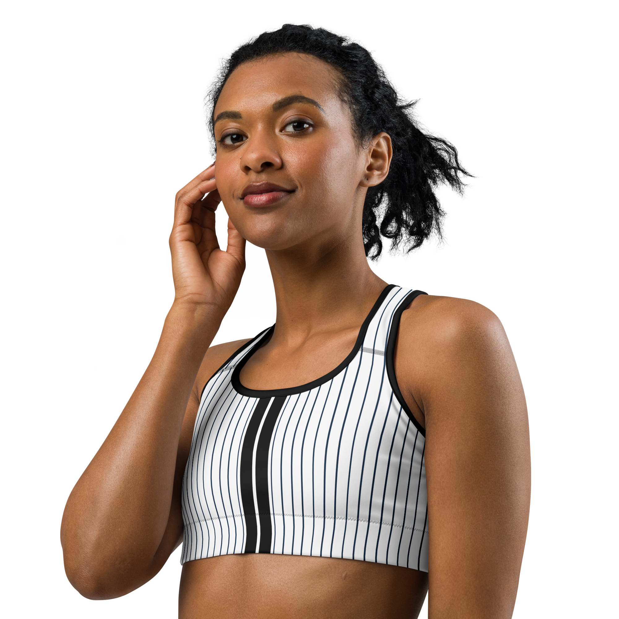 ROYAL Team Iconic. Athletix Sports Bra Pinstripe Wh and Navy
