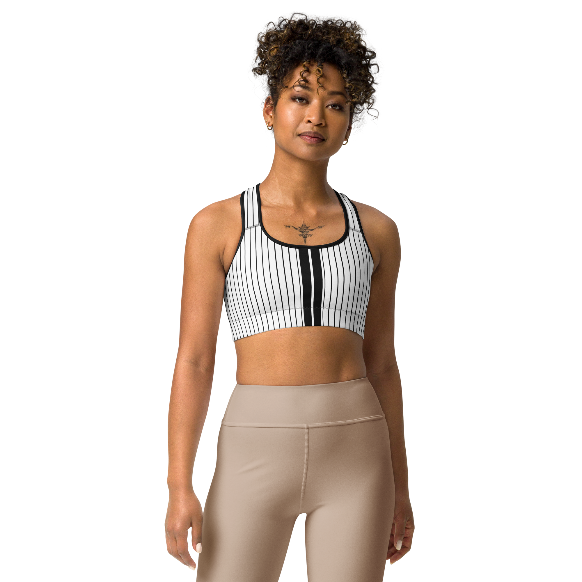 ROYAL Team Iconic. Athletix Sports Bra Pinstripe White and Blk
