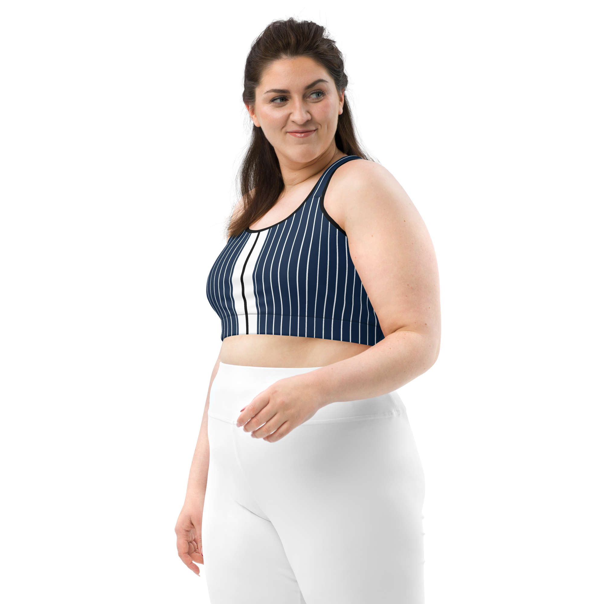 ROYAL Team Iconic. Athletix Sports Bra Pinstripe Navy and Wh