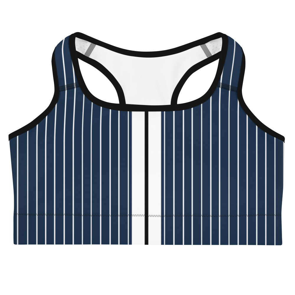 ROYAL Team Iconic. Athletix Sports Bra Pinstripe Navy and Wh