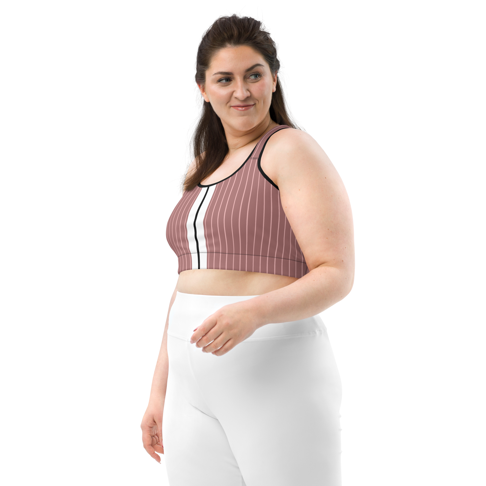 ROYAL Team Iconic. Athletix Sports Bra Pinstripe Rose Gold and Powder Pink