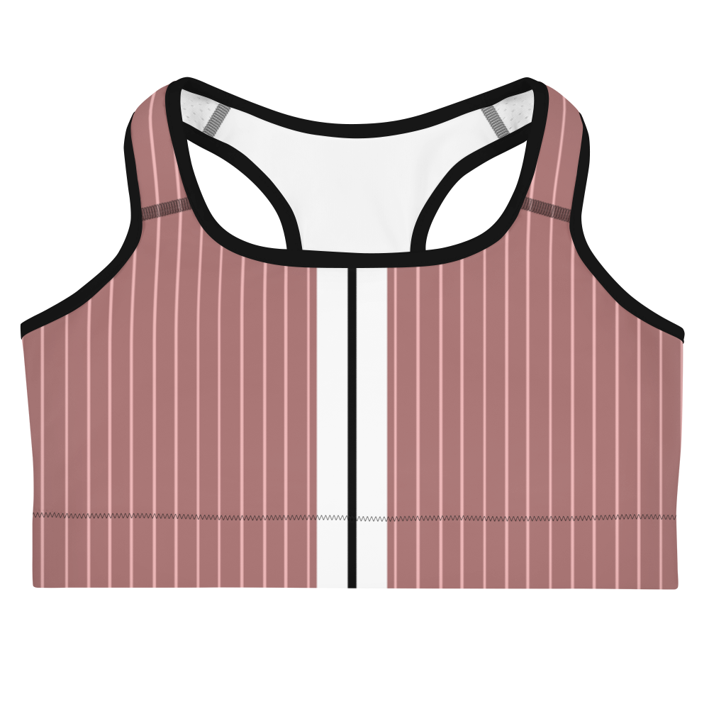 ROYAL Team Iconic. Athletix Sports Bra Pinstripe Rose Gold and Powder Pink