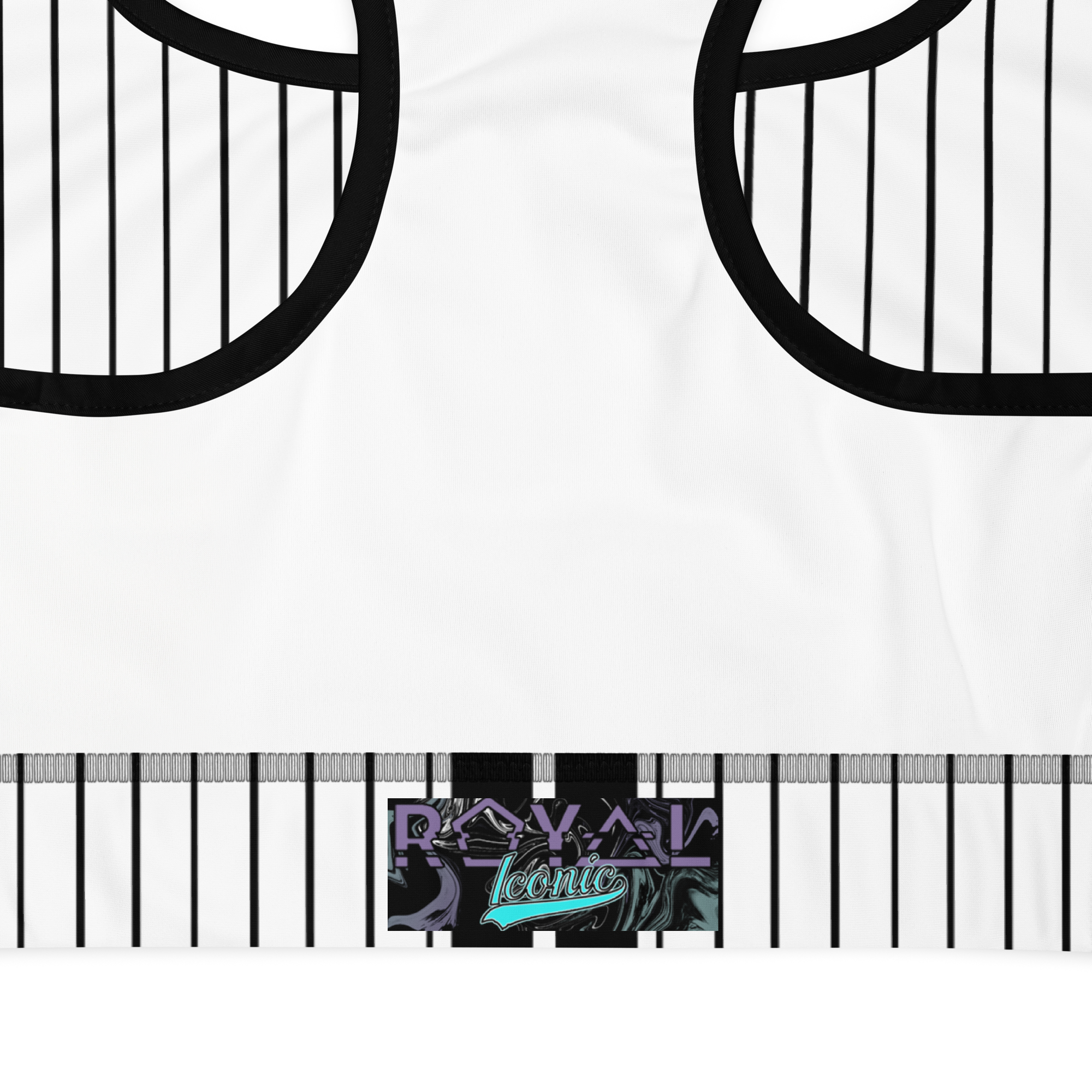 ROYAL Team Iconic. Athletix Sports Bra Pinstripe White and Blk