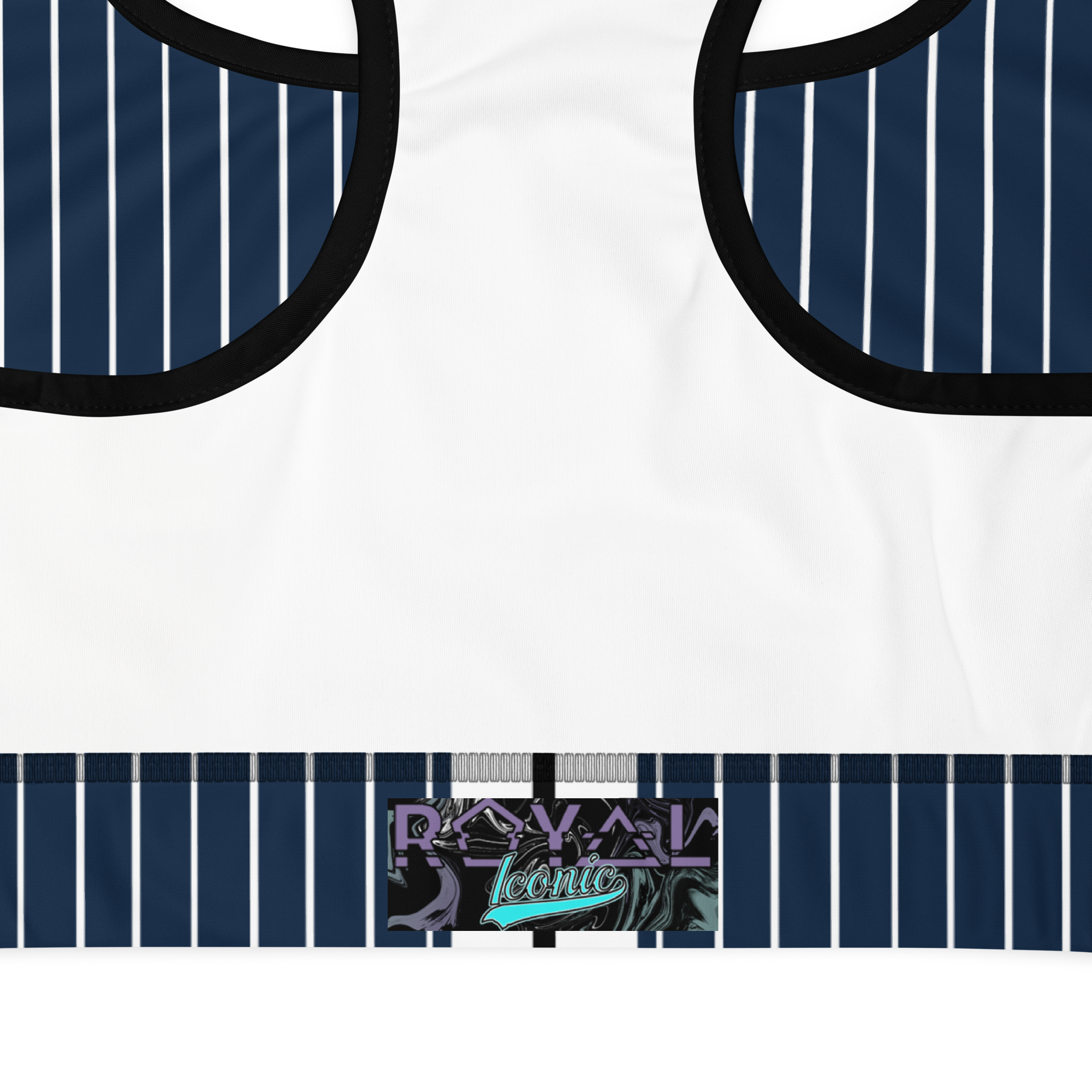 ROYAL Team Iconic. Athletix Sports Bra Pinstripe Navy and Wh