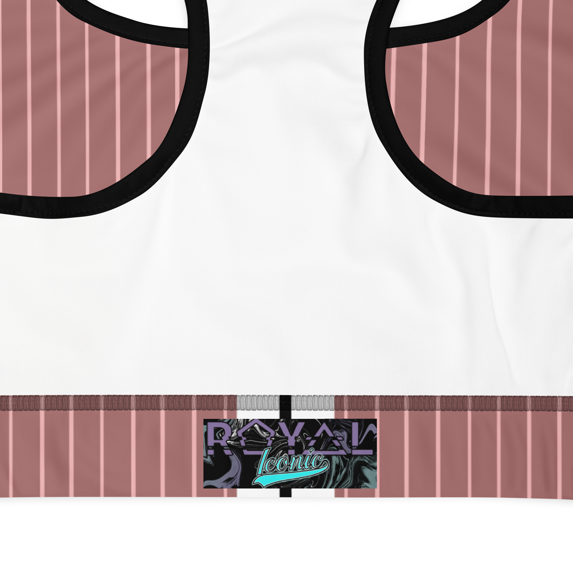 ROYAL Team Iconic. Athletix Sports Bra Pinstripe Rose Gold and Powder Pink