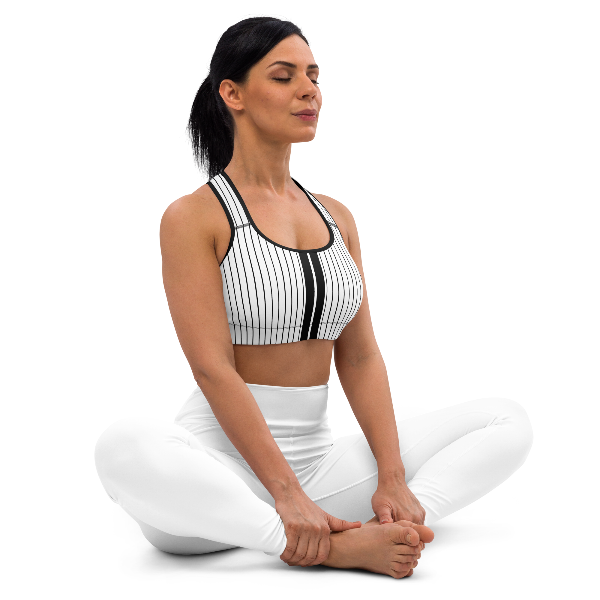 ROYAL Team Iconic. Athletix Sports Bra Pinstripe White and Blk