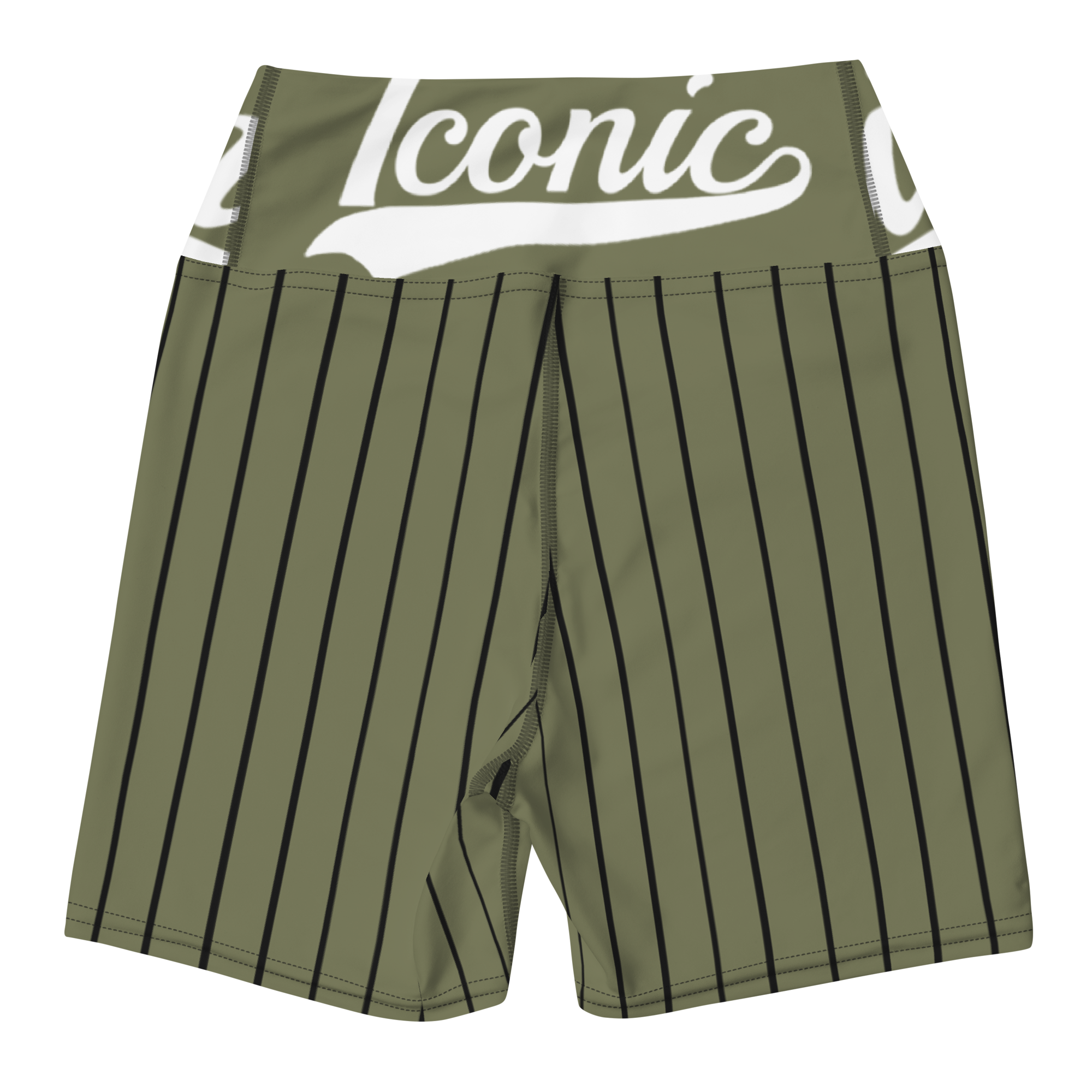 ROYAL Team Iconic. Athletix Yoga Shorts Pinstripe Martini Olive and Blk