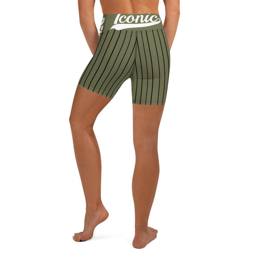 ROYAL Team Iconic. Athletix Yoga Shorts Pinstripe Martini Olive and Blk
