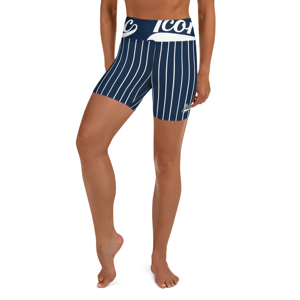 ROYAL Team Iconic. Athletix Yoga Shorts Pinstripe Navy and Wh