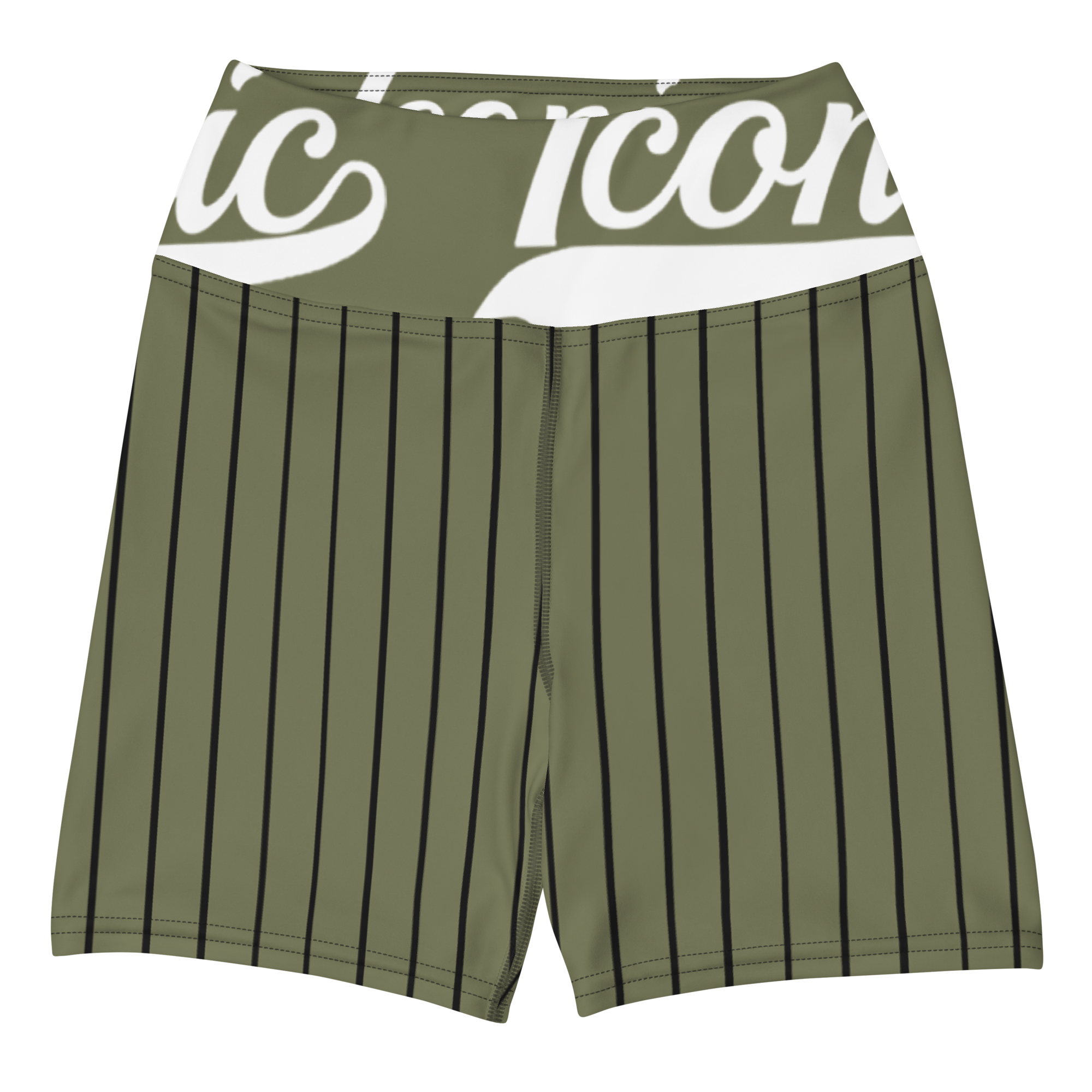 ROYAL Team Iconic. Athletix Yoga Shorts Pinstripe Martini Olive and Blk