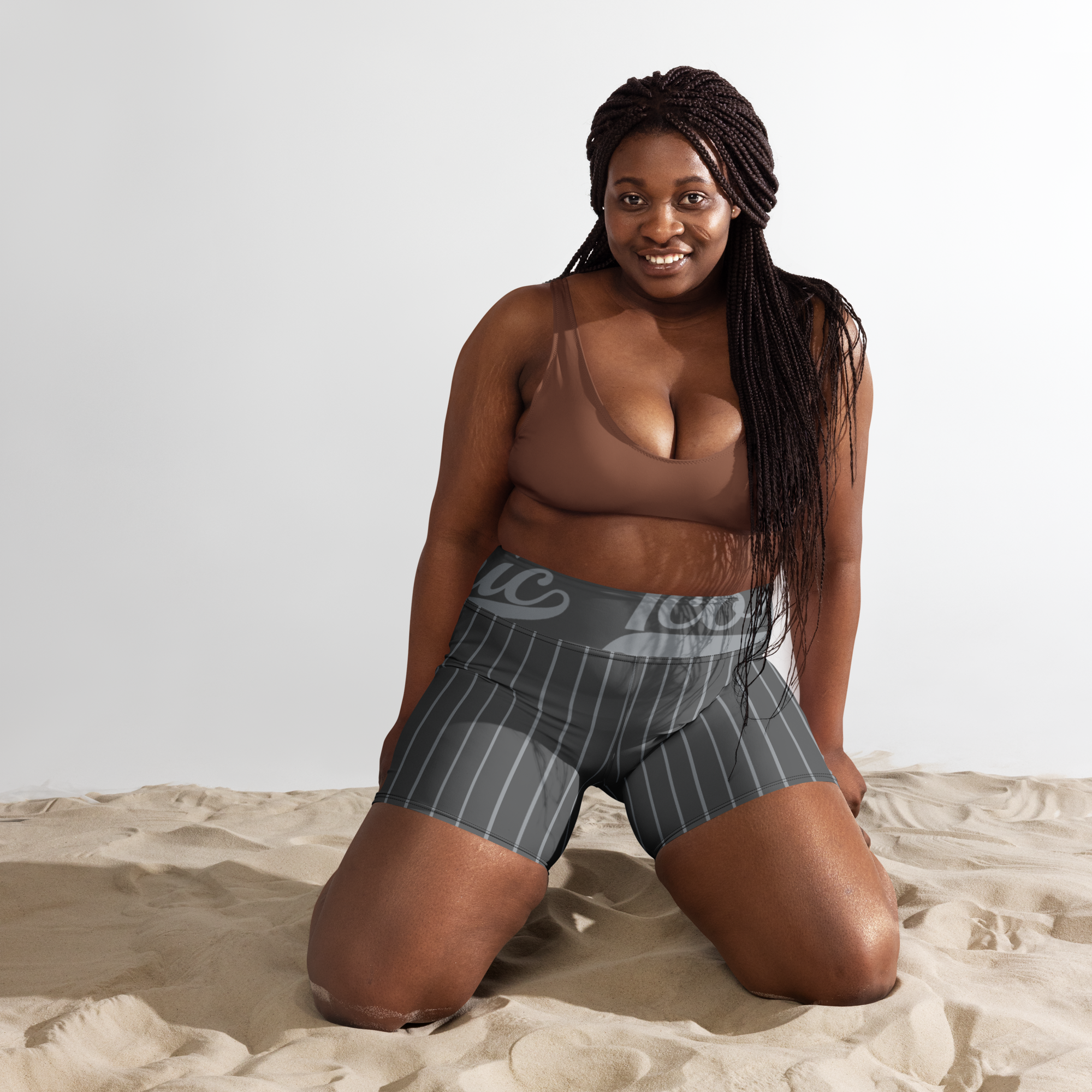 ROYAL Team Iconic. Athletix Yoga Shorts Pinstripe 50 Shades Deep Dusk and Cool Grey