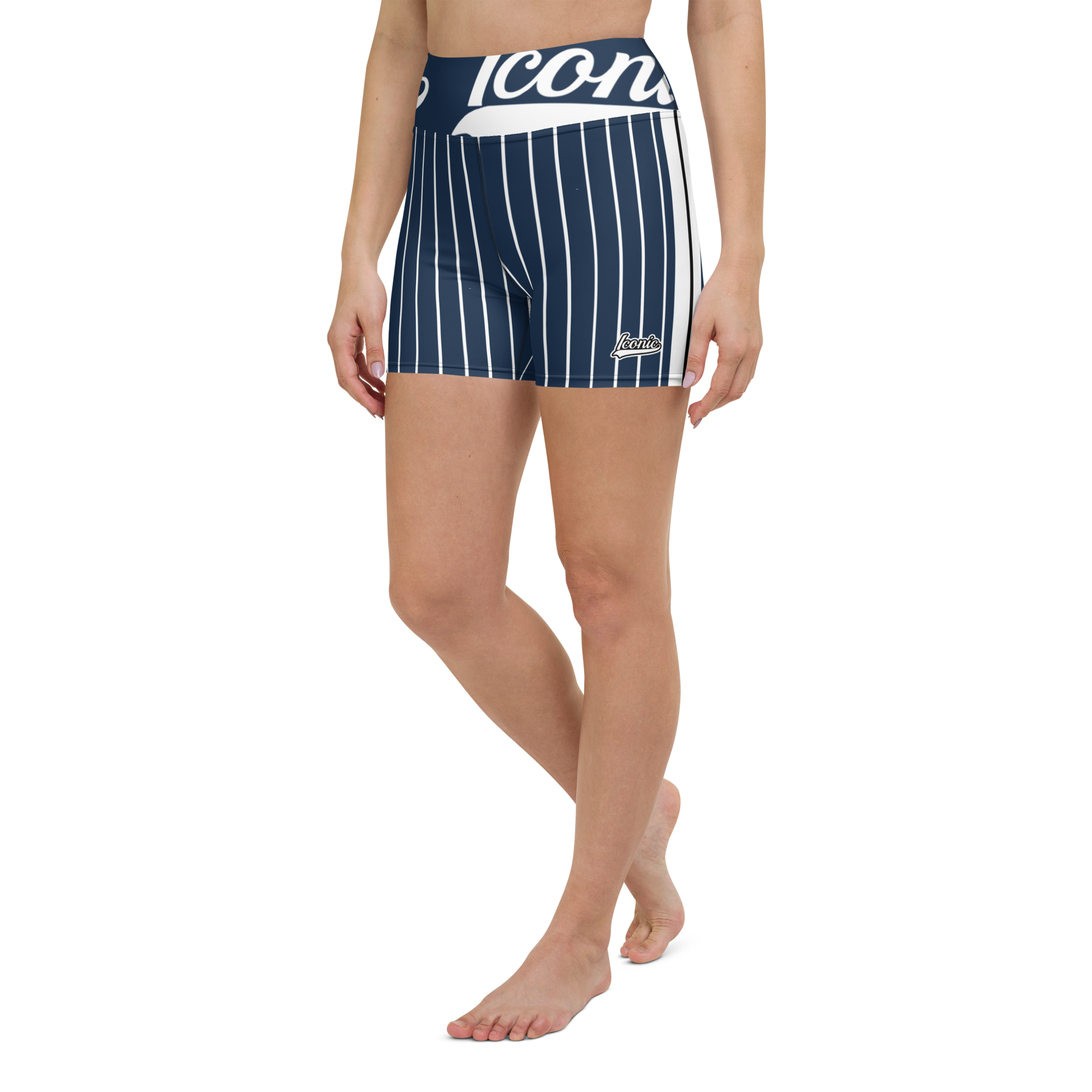 ROYAL Team Iconic. Athletix Yoga Shorts Pinstripe Navy and Wh