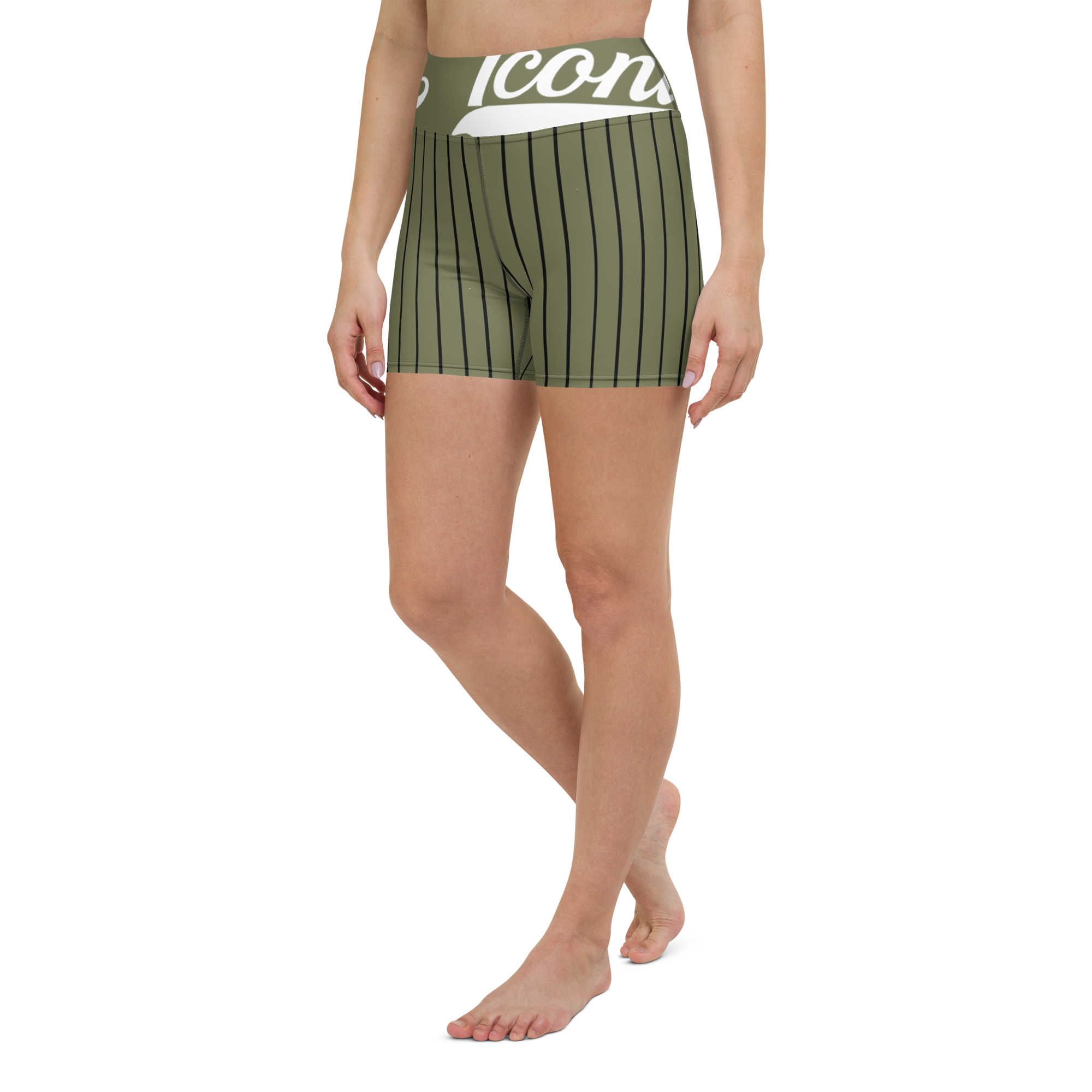 ROYAL Team Iconic. Athletix Yoga Shorts Pinstripe Martini Olive and Blk