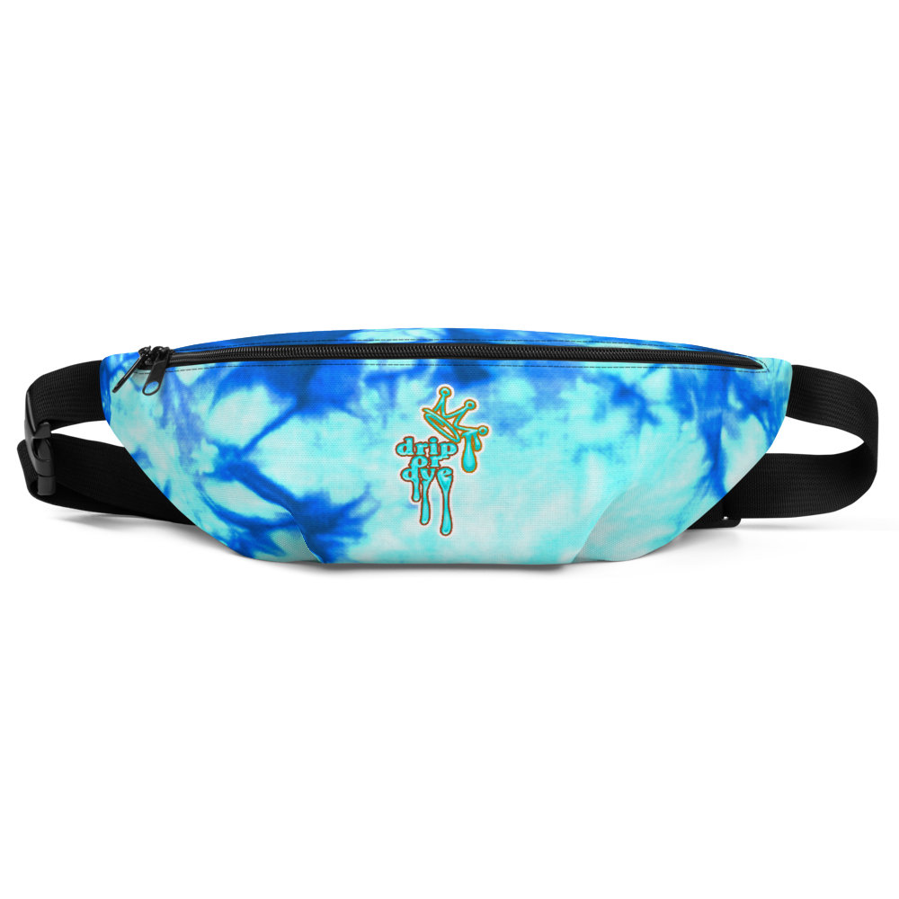 DRIP or DYE | Custom Crackle Ice Tye Dye Acid Wash Teal Water Custom Fanny Pack UNISEX Crossbody