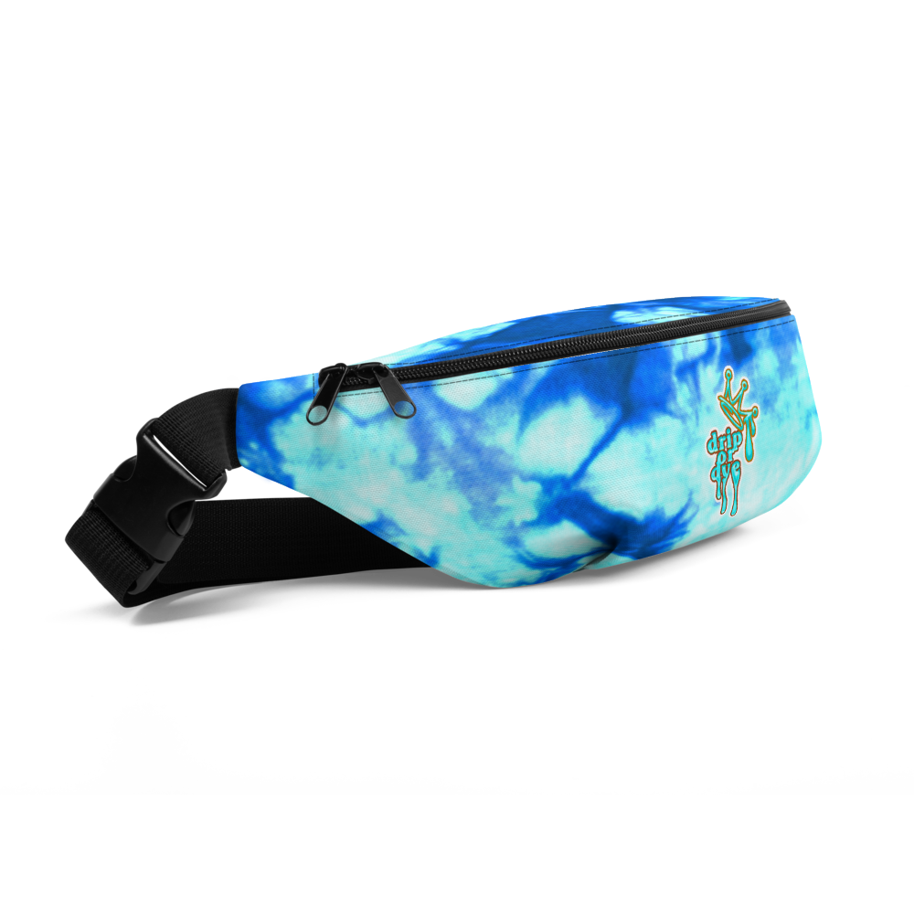 DRIP or DYE | Custom Crackle Ice Tye Dye Acid Wash Teal Water Custom Fanny Pack UNISEX Crossbody