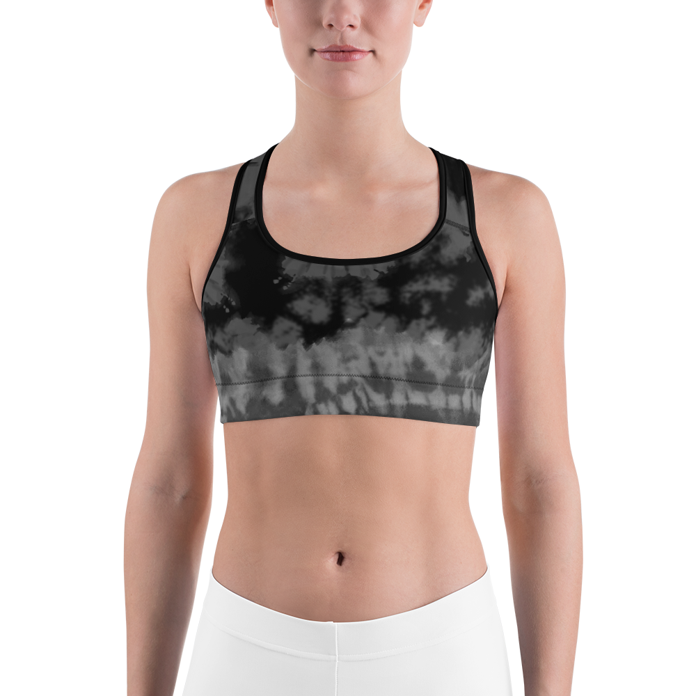 CRXWN | Drip or Dye 4 Retro Black Cat HER Collection Acid Wash Tye Dye Sports Bra
