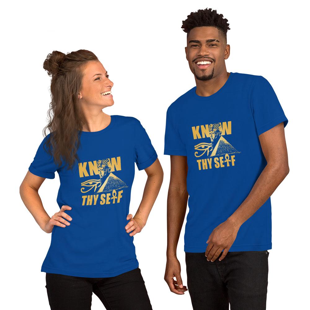 ROYAL. | Urban Resort | KNOW THYSELF UNISEX TEES oxblood maroon blk/ royal blue (2 VARIETIES)