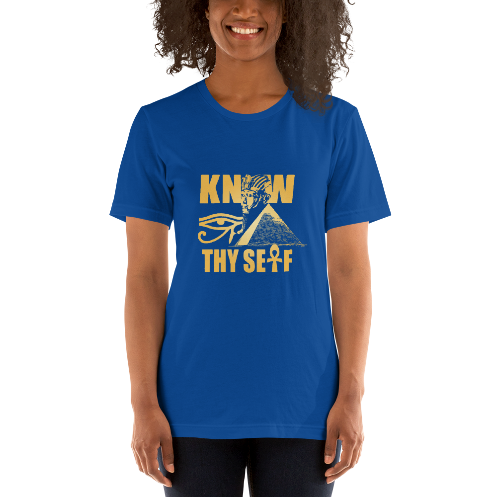 ROYAL. | Urban Resort | KNOW THYSELF UNISEX TEES oxblood maroon blk/ royal blue (2 VARIETIES)