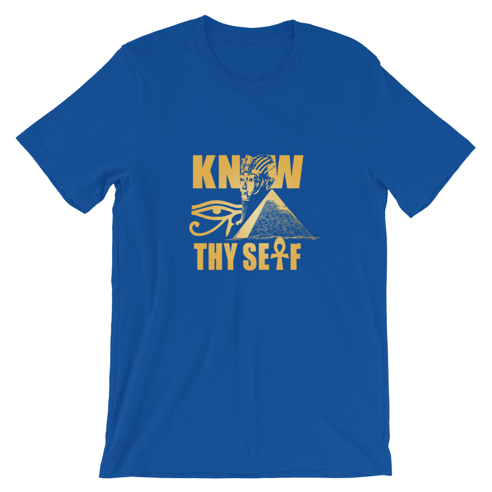 ROYAL. | Urban Resort | KNOW THYSELF UNISEX TEES oxblood maroon blk/ royal blue (2 VARIETIES)