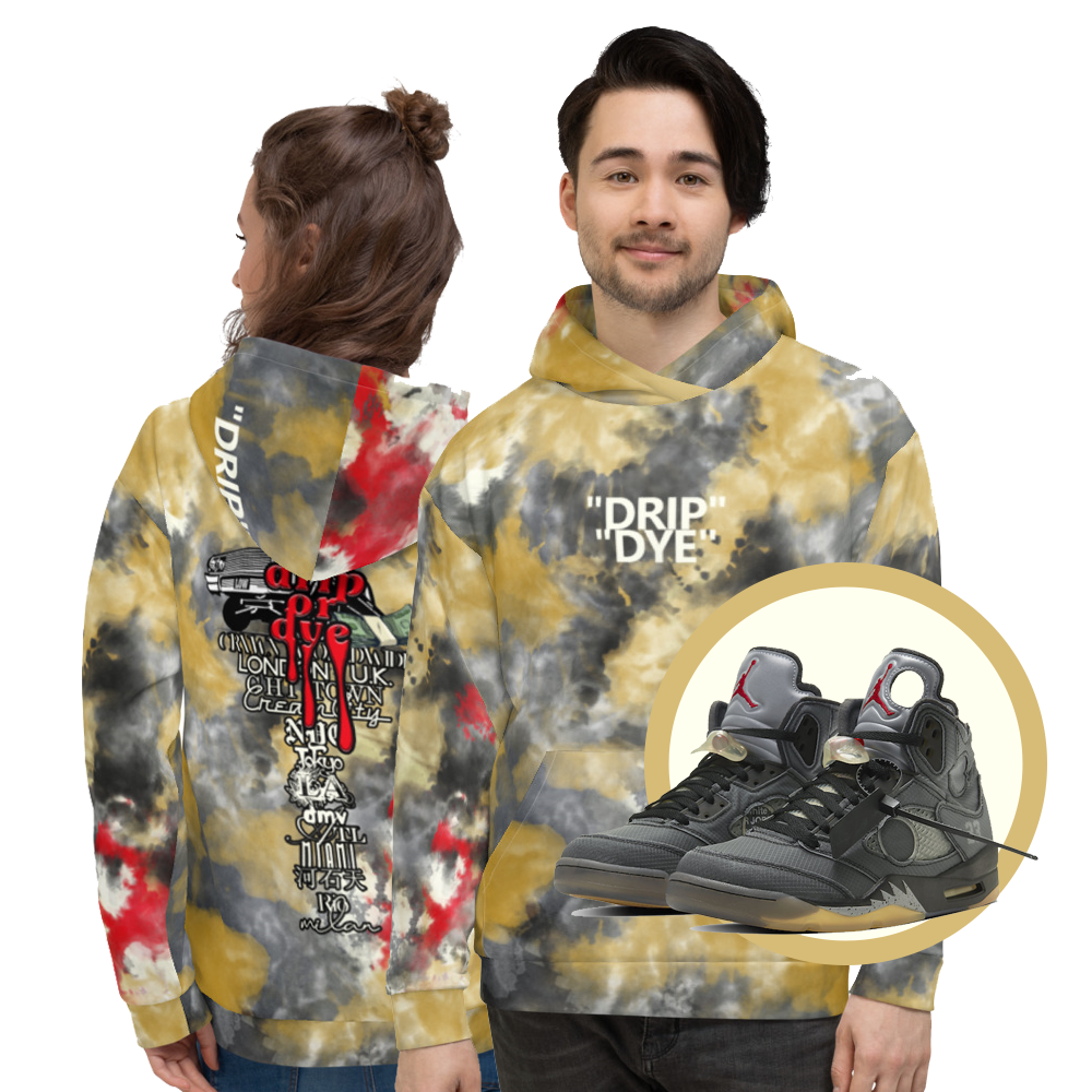 CRXWN | Drip or Dye 5 Retro Off White X Ice Dye UNISEX Hoodie