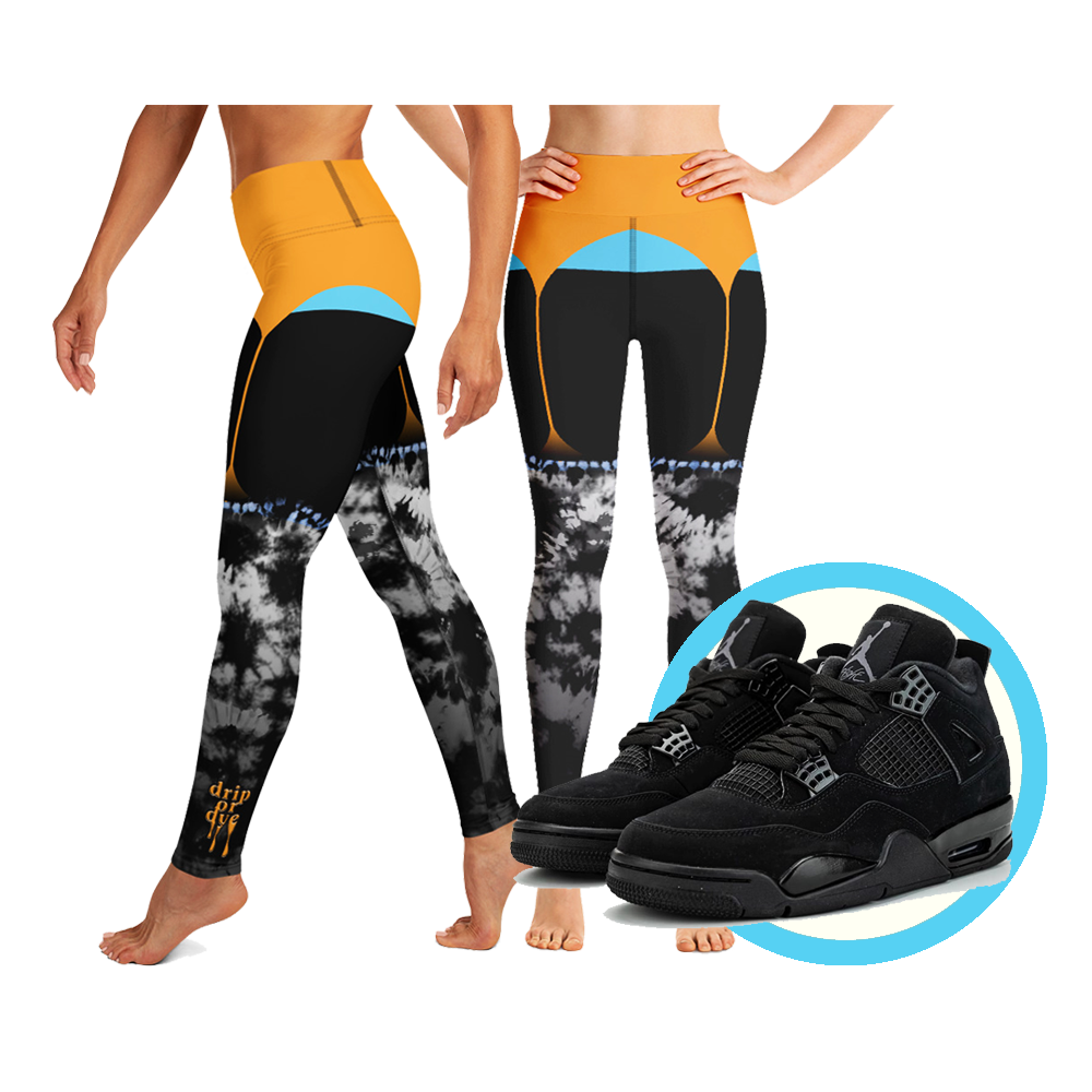 CRXWN | Drip or Dye 4 Retro Black Cat HER Collection Acid Wash Tye Dye Yoga Leggings