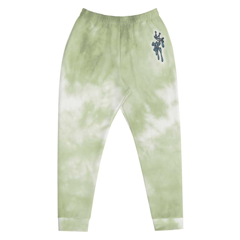 CRXWN | Drip or Dye Moss Green Ice Dye UNISEX Joggers Hearts Around the World Live Love Laugh
