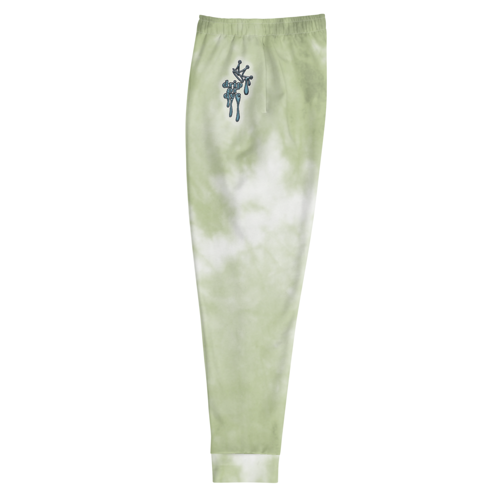 CRXWN | Drip or Dye Moss Green Ice Dye UNISEX Joggers Hearts Around the World Live Love Laugh