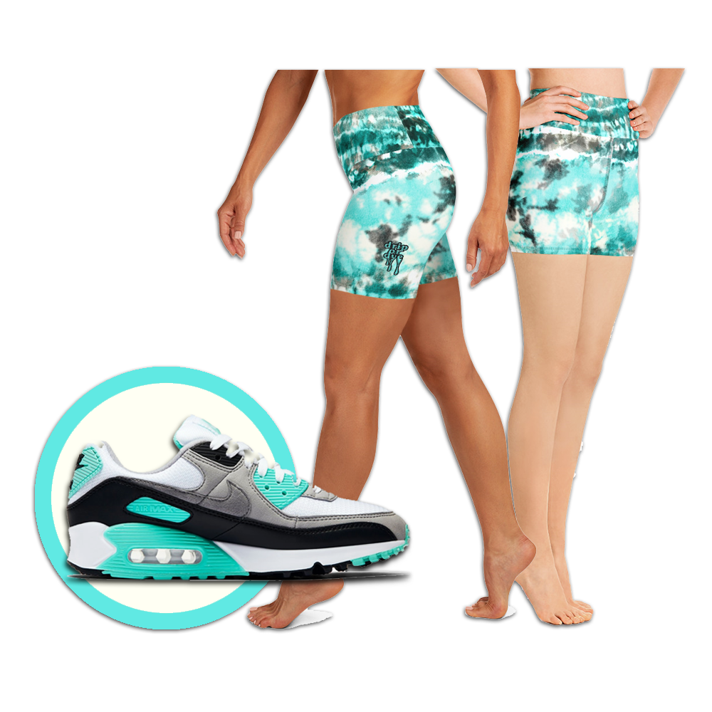 CRXWN | Drip Or Dye Max 90 Recraft Hyper Tourquoise HER Collection Tye Dye Yoga Shorts