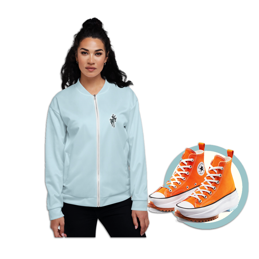 CRXWN | Drip or Dye Sunblocked Run Star Hike Sky Blue Solid UNISEX Bomber Jacket