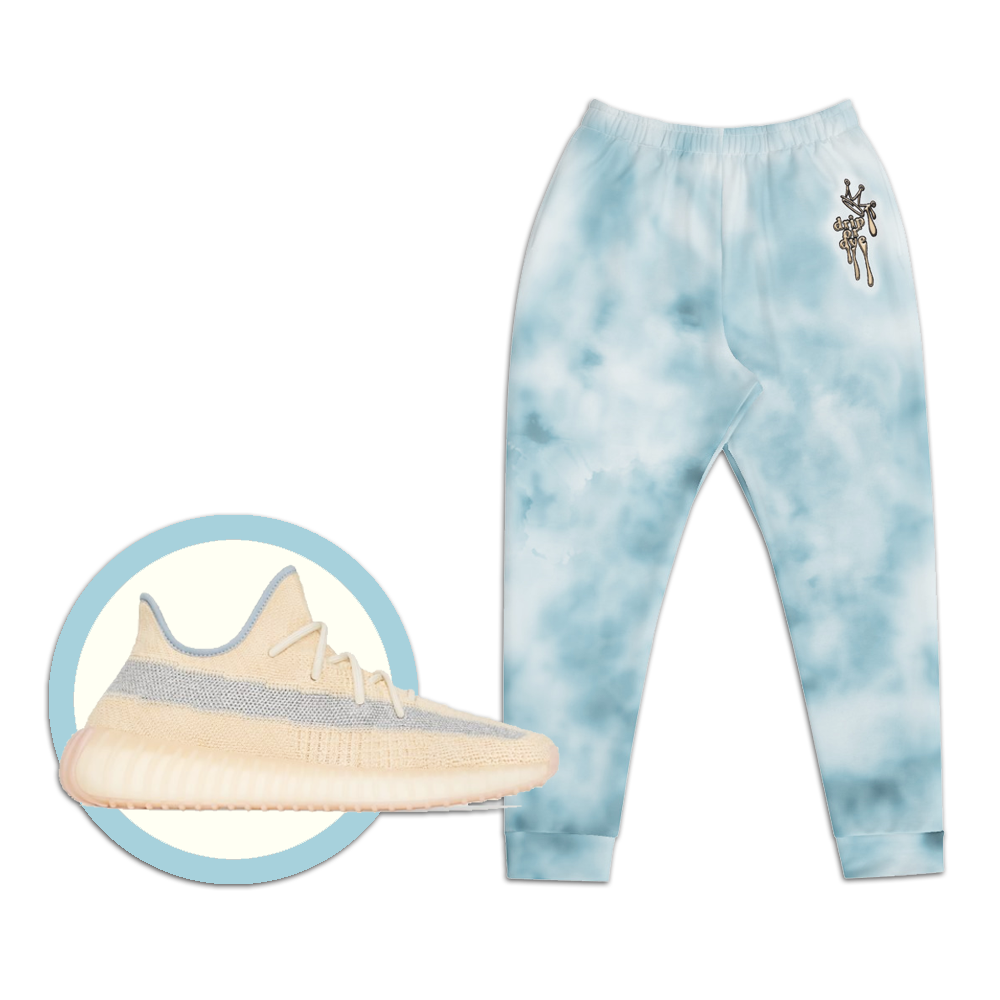 CRXWN | Drip or Dye Ice Blue Sky Linen Ice Dye UNISEX Jogger Hearts Around the World Live Love Laugh