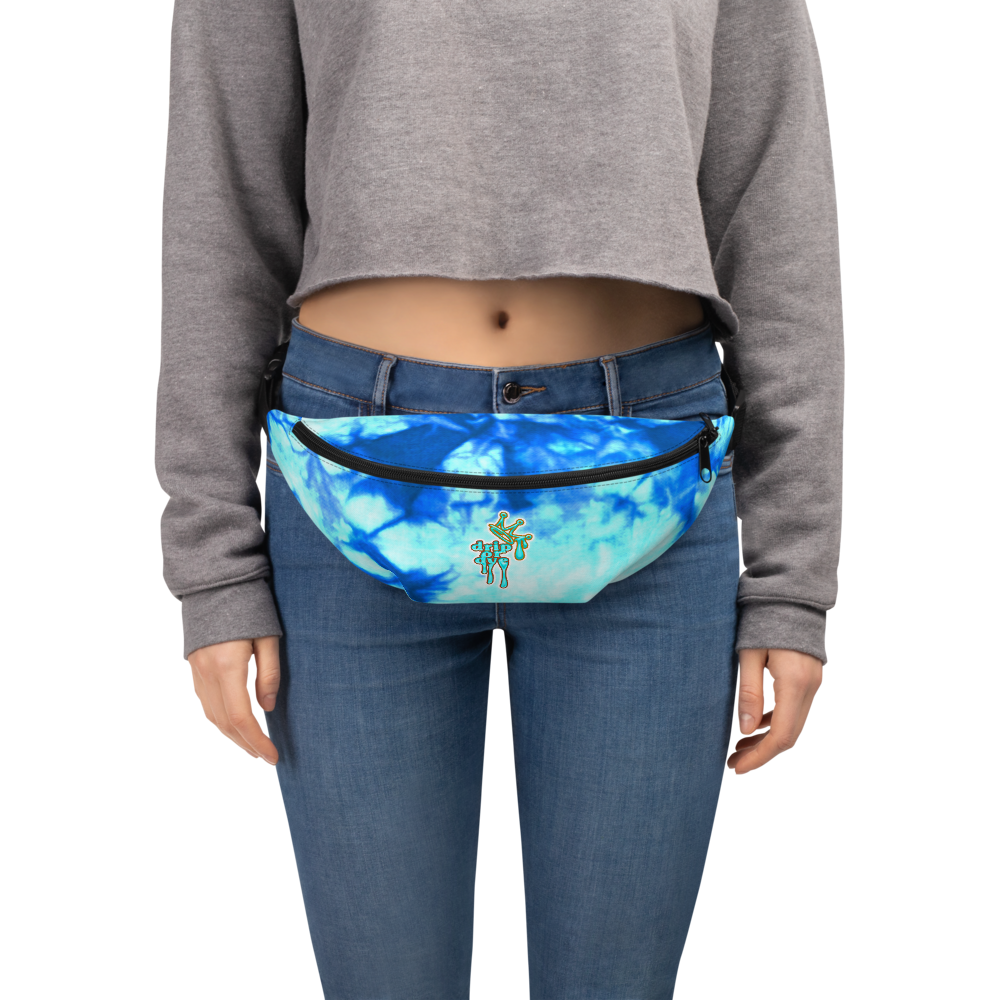 DRIP or DYE | Custom Crackle Ice Tye Dye Acid Wash Teal Water Custom Fanny Pack UNISEX Crossbody