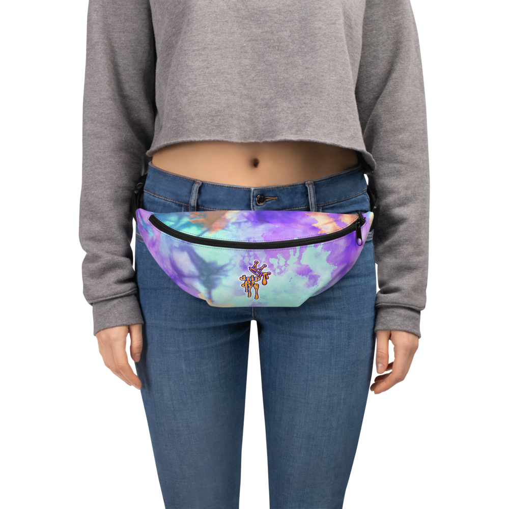 DRIP or DYE | Custom Crackle Ice Tye Dye Acid Wash Teal Purple Cloud Custom Fanny Pack UNISEX Crossbody
