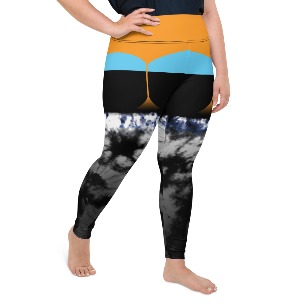 CRXWN | Drip or Dye 4 Retro Black Cat HER Collection Acid Wash Tye Dye Plus Size Fun Faux Garter Yoga Leggings