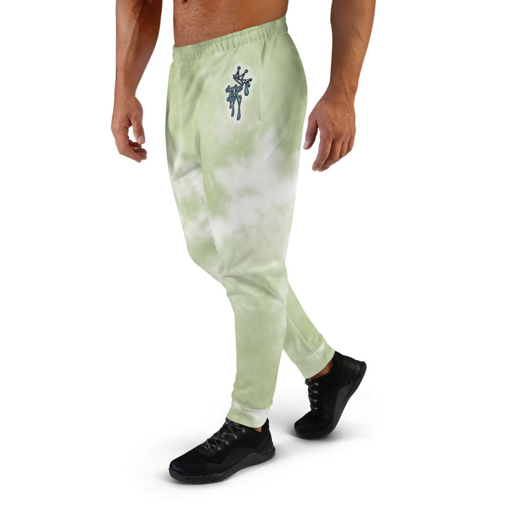 CRXWN | Drip or Dye Moss Green Ice Dye UNISEX Joggers Hearts Around the World Live Love Laugh