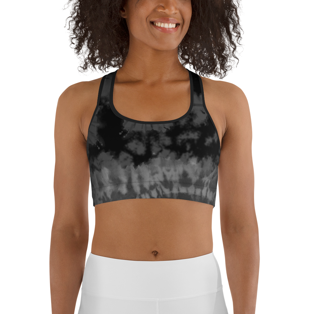CRXWN | Drip or Dye 4 Retro Black Cat HER Collection Acid Wash Tye Dye Sports Bra