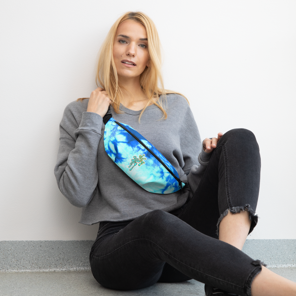 DRIP or DYE | Custom Crackle Ice Tye Dye Acid Wash Teal Water Custom Fanny Pack UNISEX Crossbody