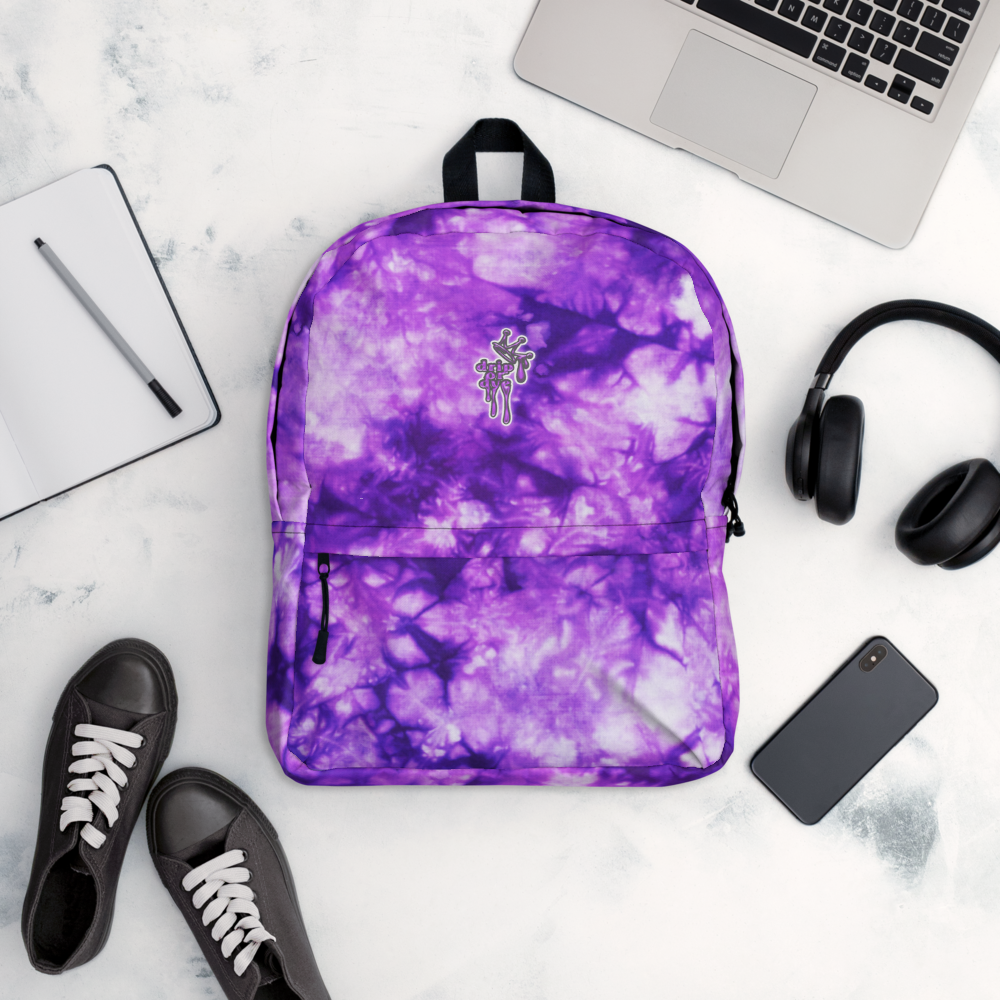 DRIP OR DYE | Cosmic Purple Crush Ice Krackle Crystal Color Cloud Tie Dye Lite Backpack