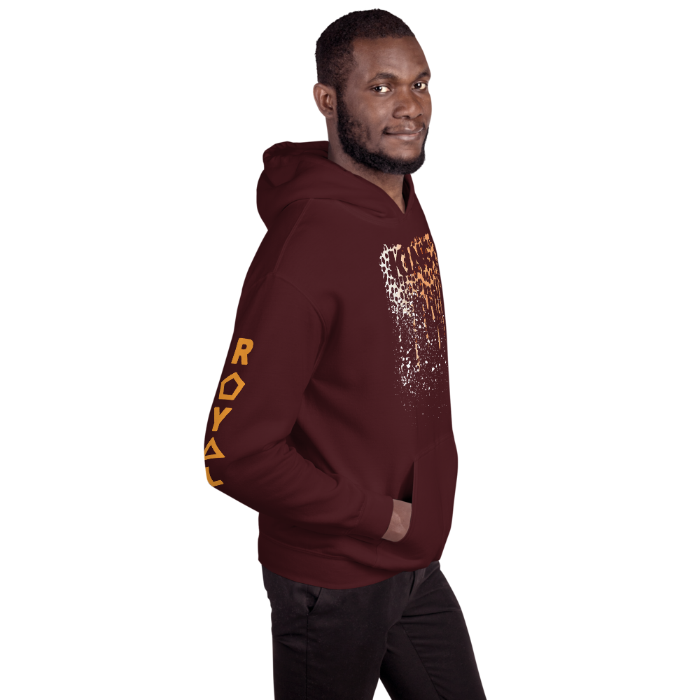 .R.O.Y.A.L. KING DRIP HOODIE HUMAN-IMAL LEOPARD MAROON