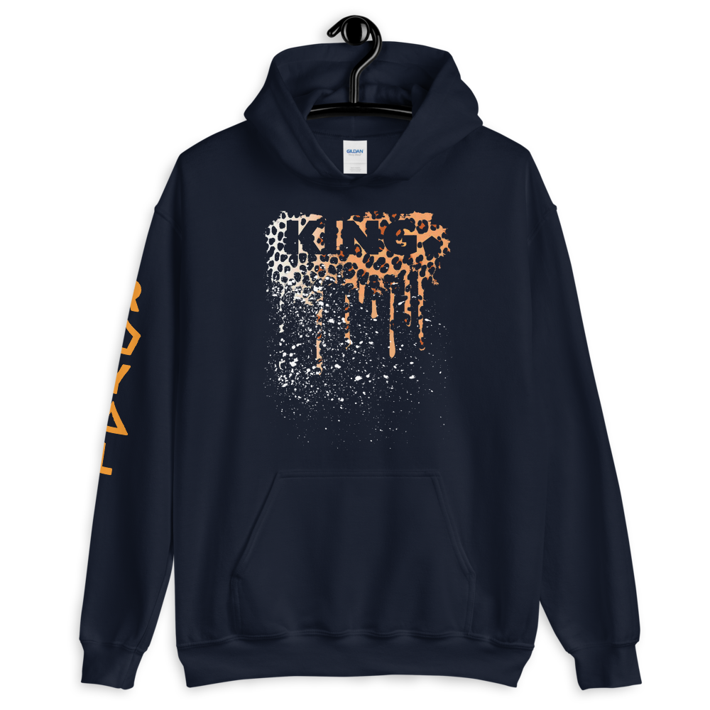 .R.O.Y.A.L. KING DRIP HOODIE HUMAN-IMAL LEOPARD MIDNIGHT BLUE