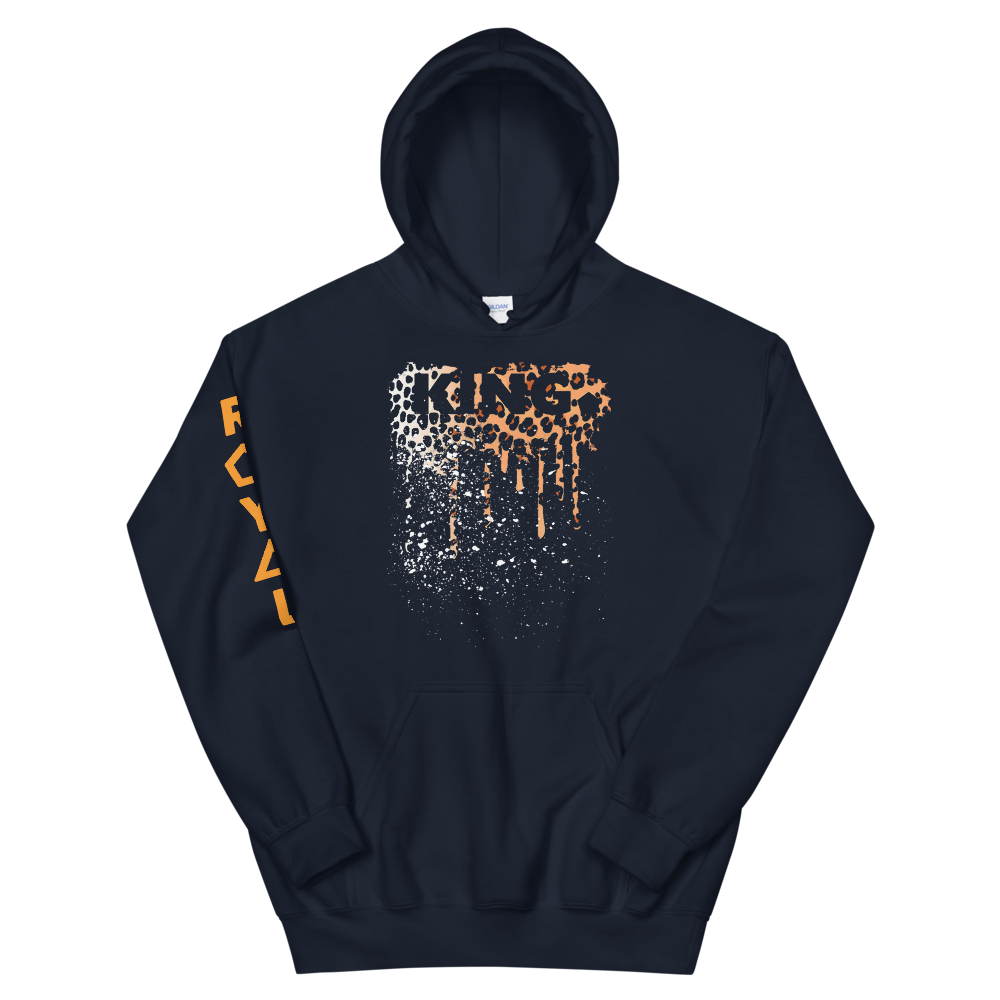 .R.O.Y.A.L. KING DRIP HOODIE HUMAN-IMAL LEOPARD MIDNIGHT BLUE