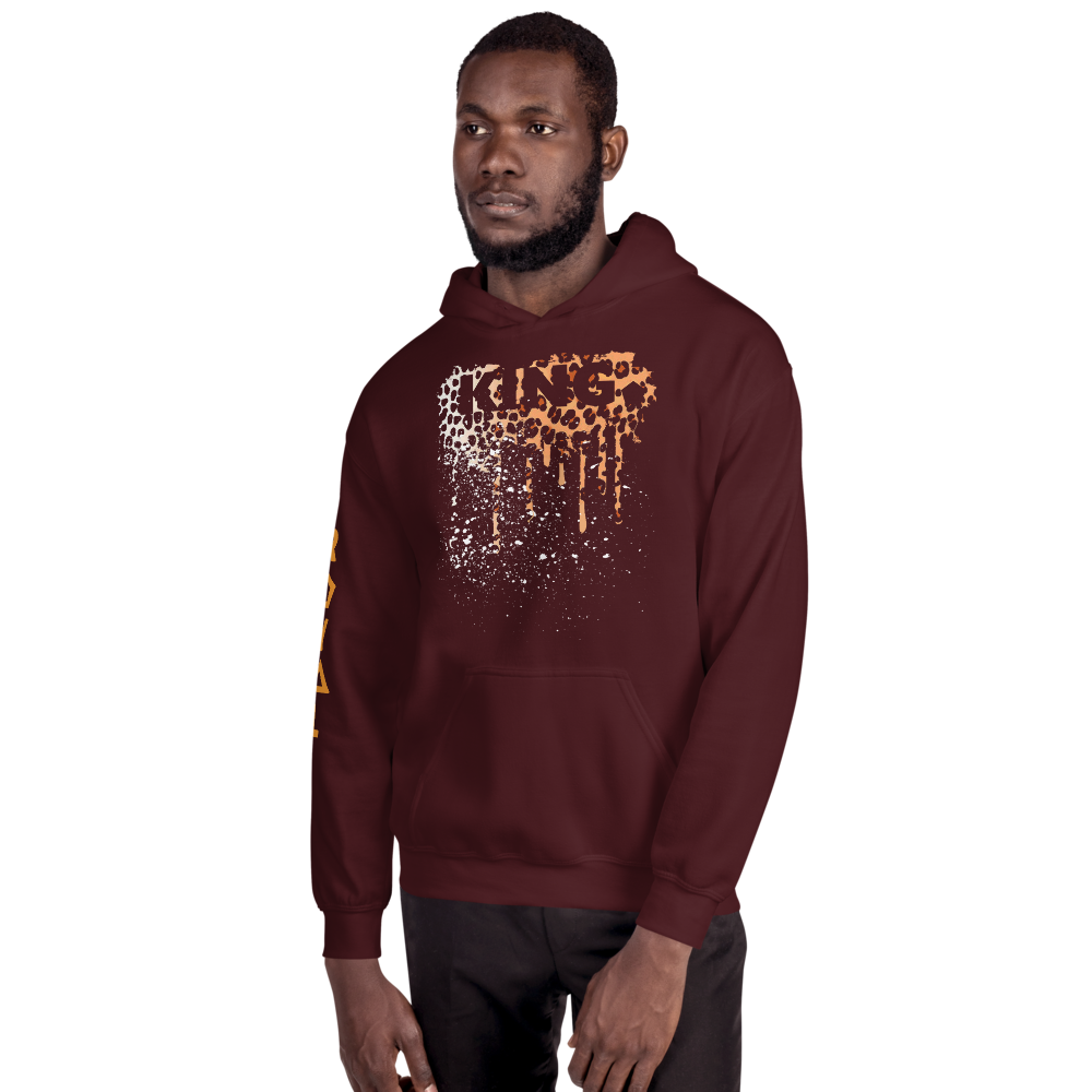 .R.O.Y.A.L. KING DRIP HOODIE HUMAN-IMAL LEOPARD MAROON