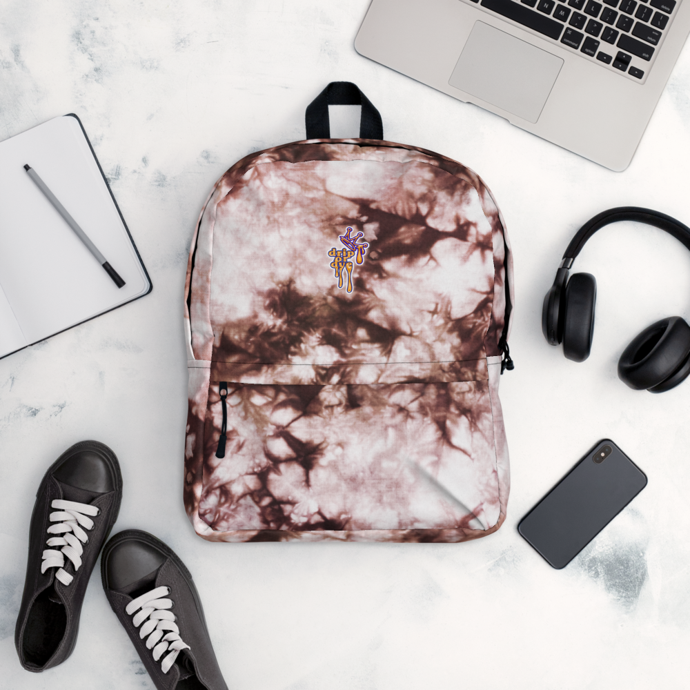 DRIP OR DYE | Cosmic Crush Ice Krackle Crystal Color Cloud Tie Dye Blk N Wh Monochromatic Ink Lite Backpack