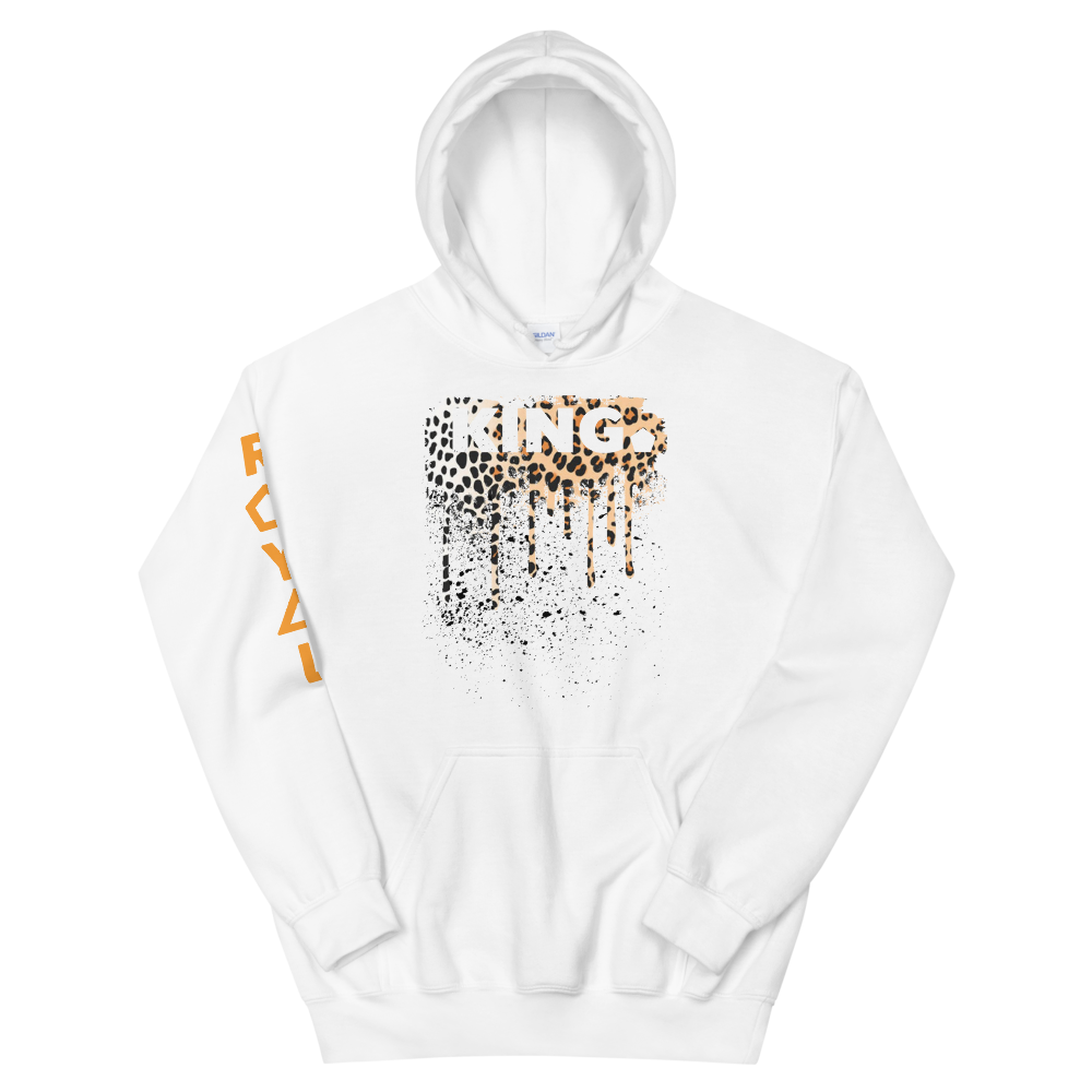 .R.O.Y.A.L. KING DRIP HOODIE HUMAN-IMAL LEOPARD WH