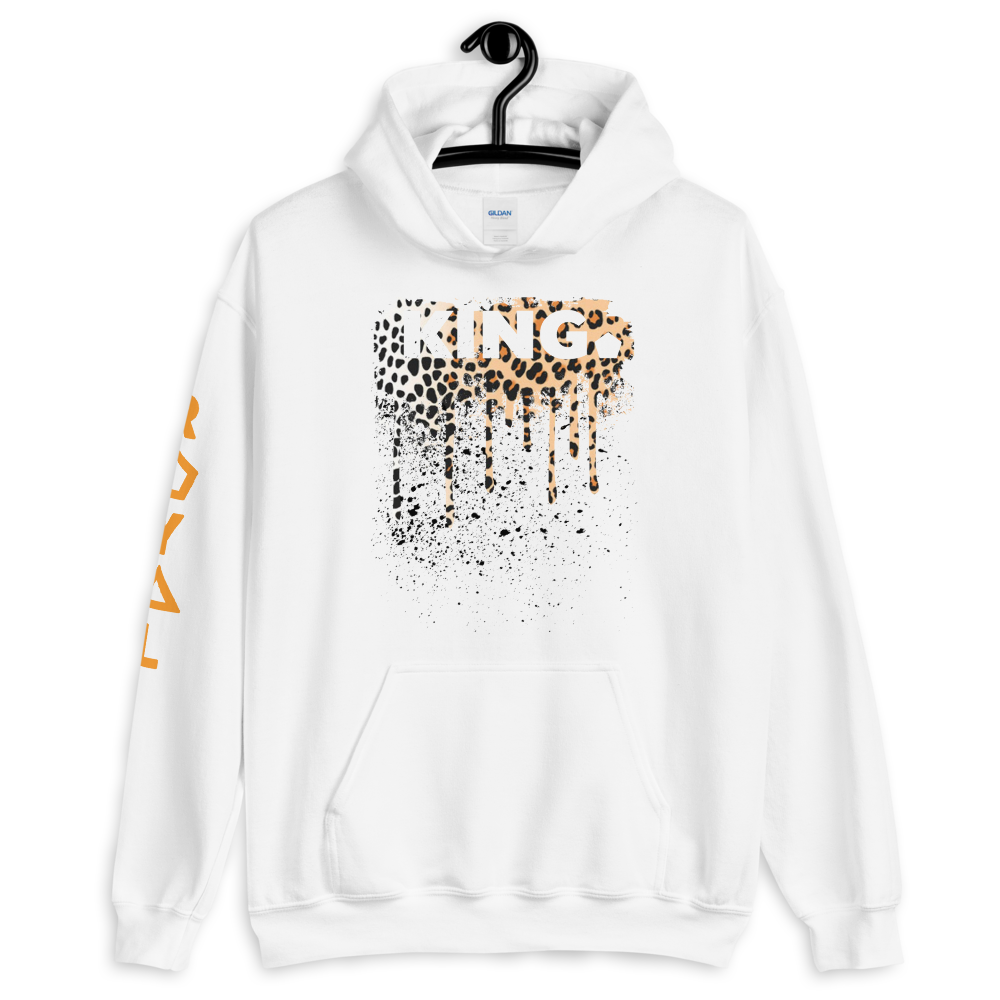 .R.O.Y.A.L. KING DRIP HOODIE HUMAN-IMAL LEOPARD WH