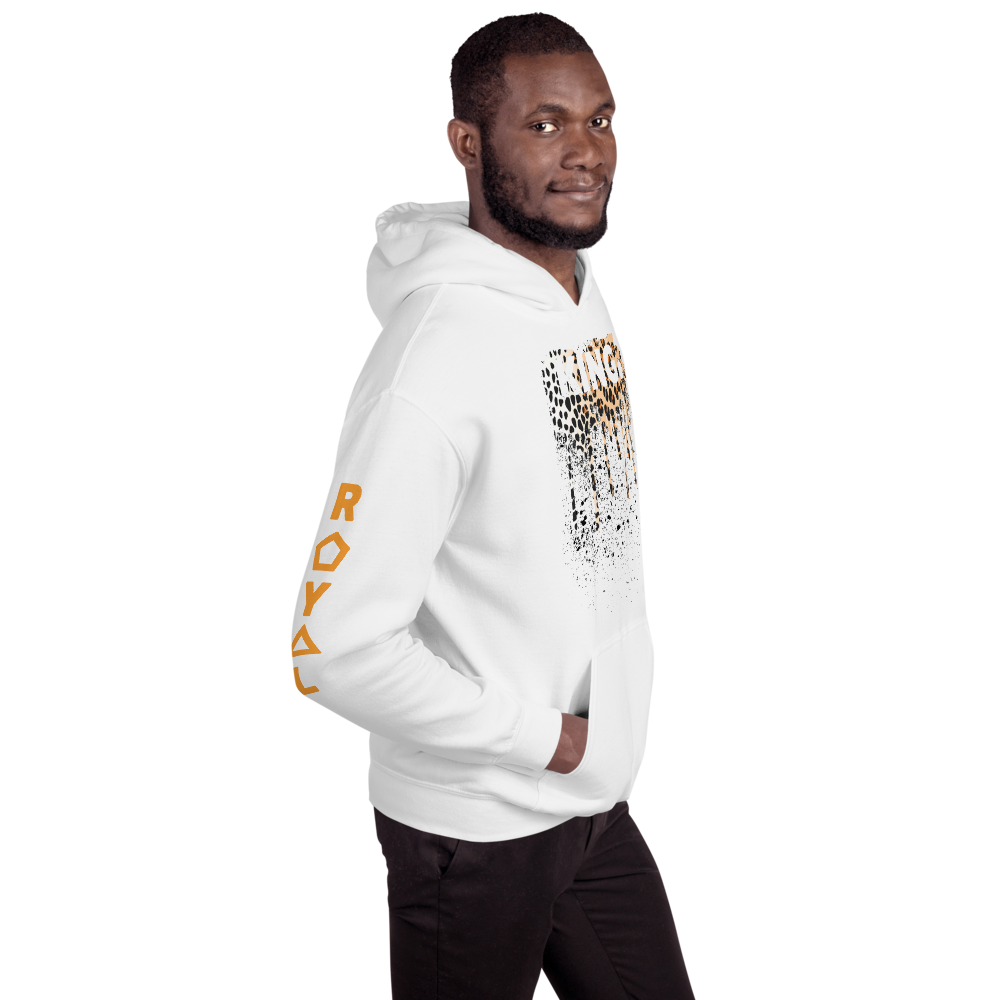 .R.O.Y.A.L. KING DRIP HOODIE HUMAN-IMAL LEOPARD WH