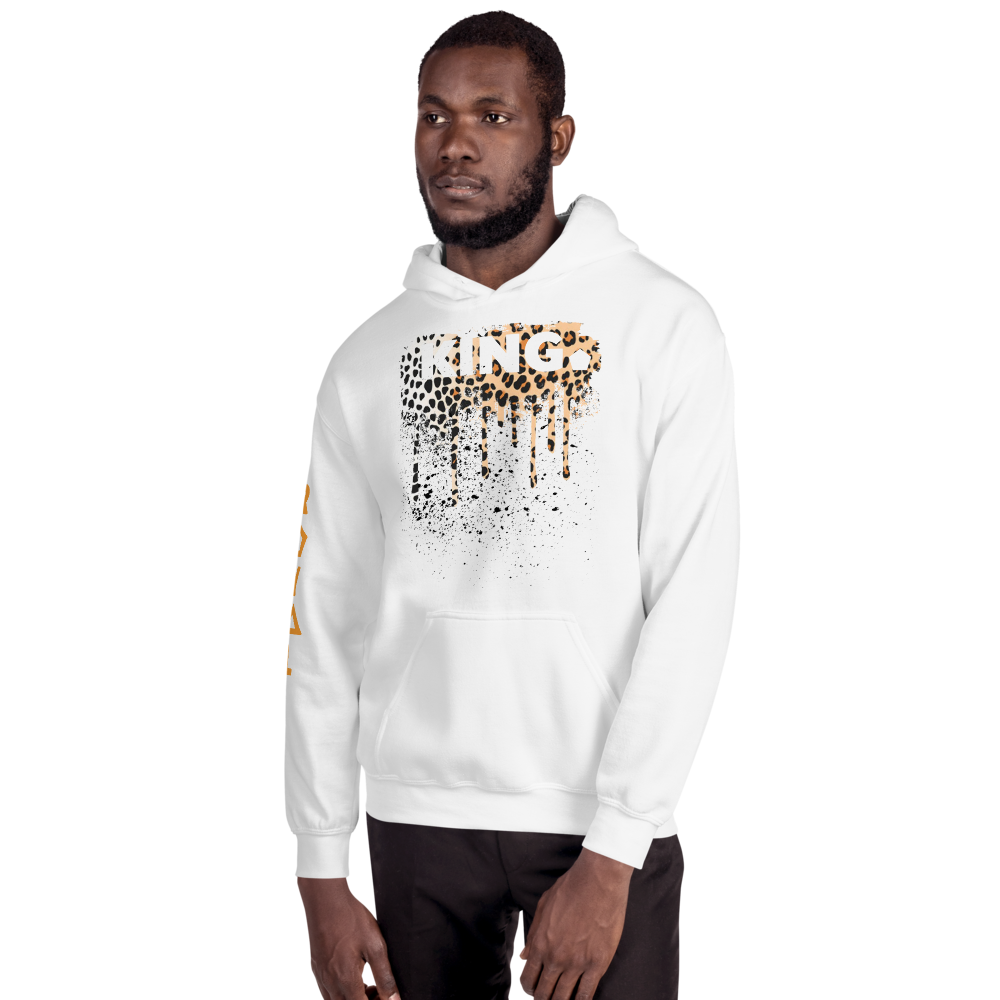 .R.O.Y.A.L. KING DRIP HOODIE HUMAN-IMAL LEOPARD WH