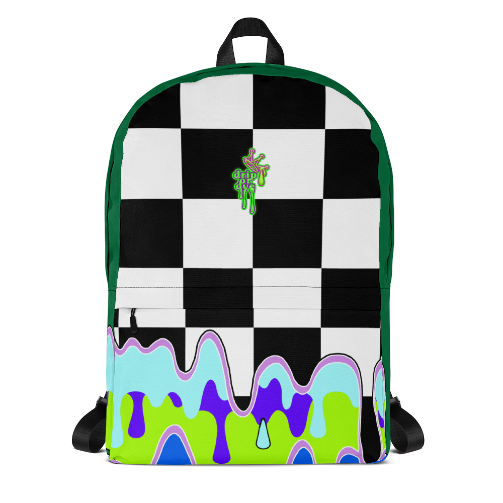 DRIP OR DYE | Checker Drip Backpack Pine Forest Green